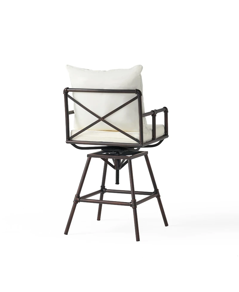 Streamdale Northrup Pipe Outdoor Swivel Barstool with Water-Resistant Cushions