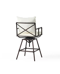 Streamdale Northrup Pipe Outdoor Swivel Barstool with Water-Resistant Cushions