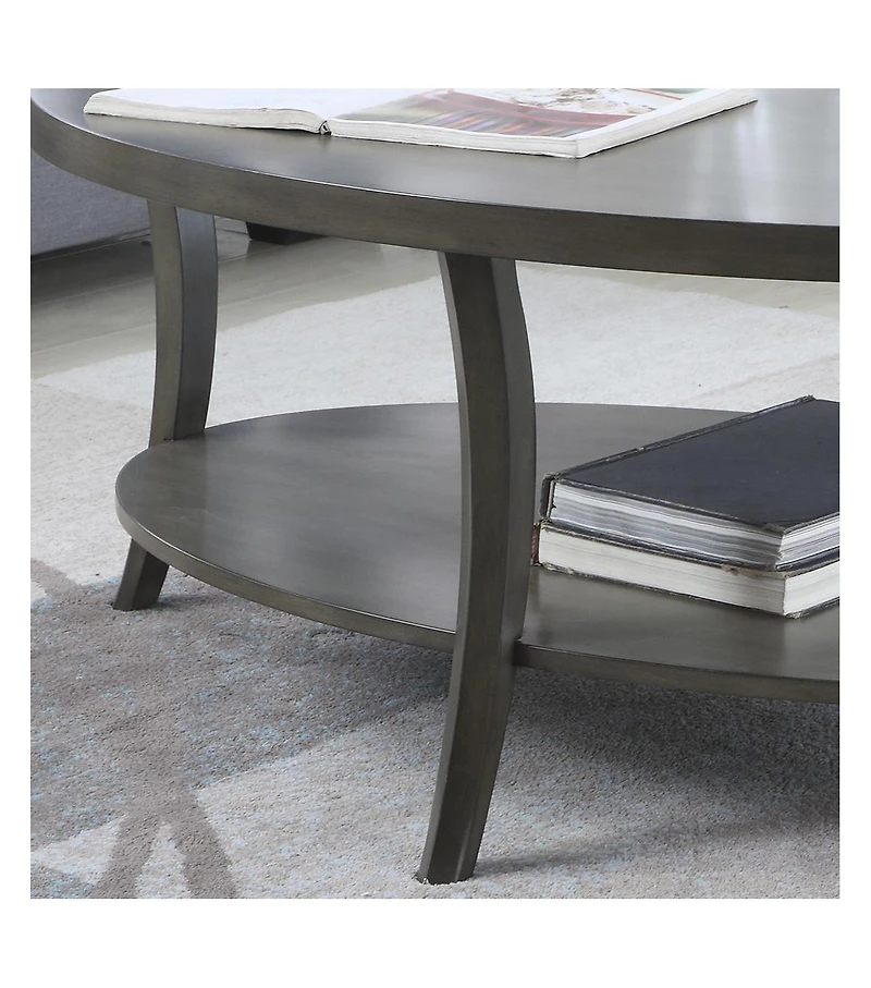 Streamdale Contemporary Oval Shelf Coffee Table, Gray