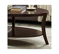 Streamdale Espresso Oval Coffee Table with Shelf