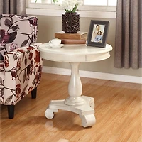 Streamdale Furniture Round Wood Pedestal Side Table, White