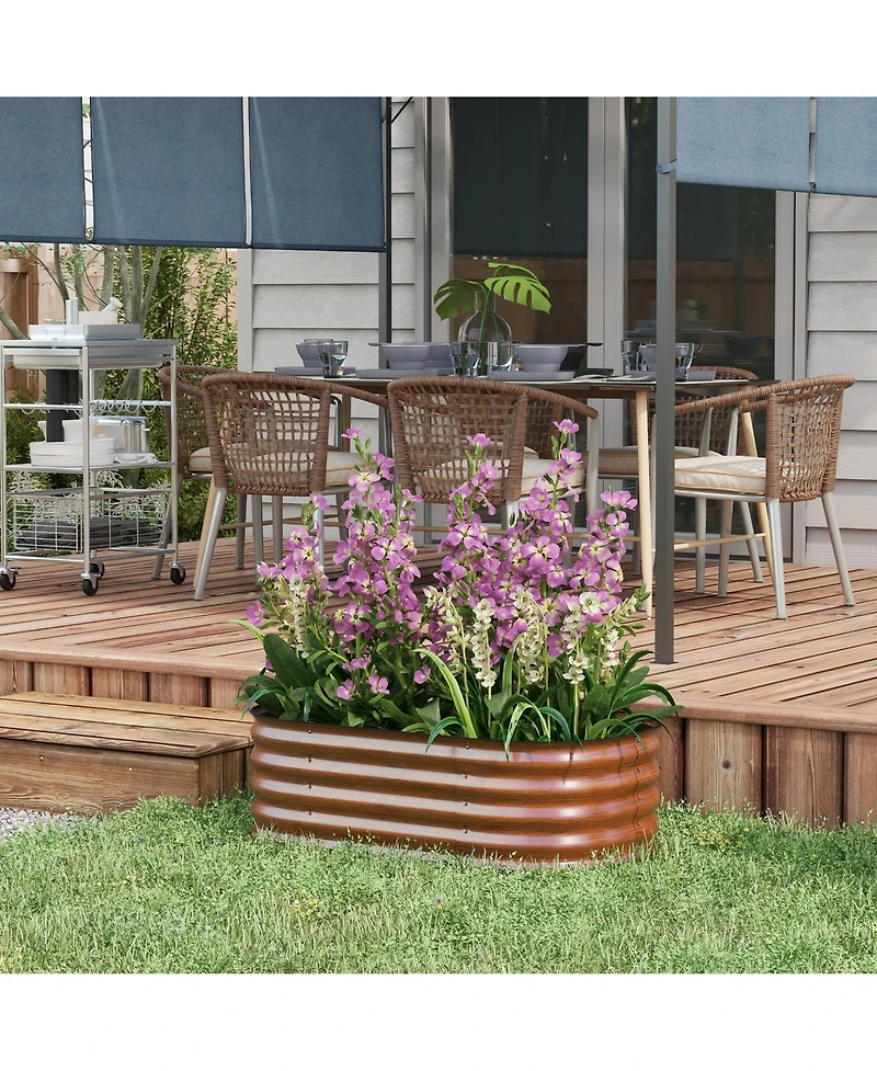 11.75" H Galvanized Metal Modular Garden Bed with Self-Draining Base