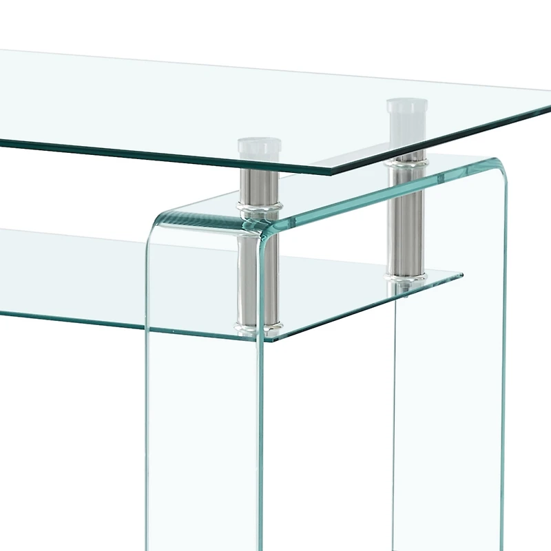 Streamdale Furniture Modern Tempered Glass Coffee Table with 2 Tiers for Living Room Decor