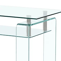 Streamdale Furniture Modern Tempered Glass Coffee Table with 2 Tiers for Living Room Decor