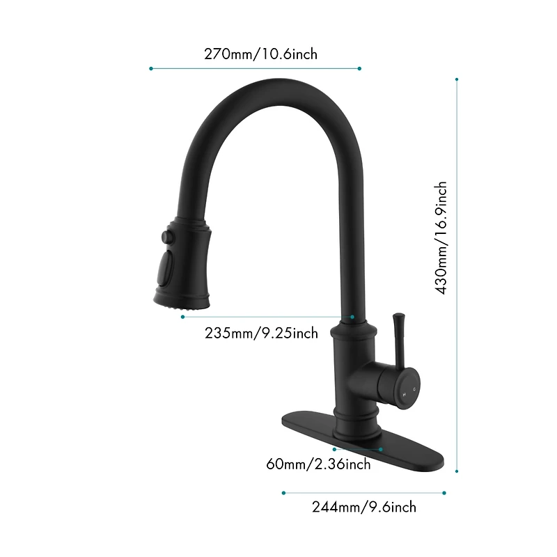 Brushed Nickel Pull Out Kitchen Faucet with Pull Down Sprayer