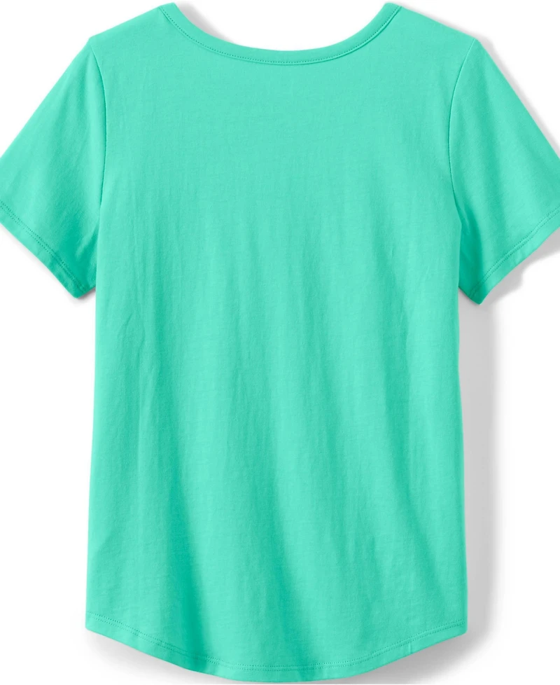 Lands' End Girls Short Sleeve Curved Hem Graphic Tee Shirt
