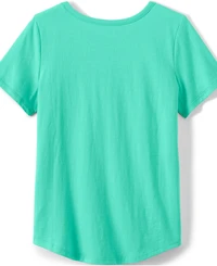 Lands' End Girls Short Sleeve Curved Hem Graphic Tee Shirt