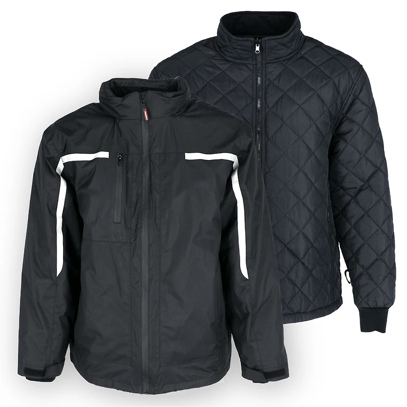 RefrigiWear Men's 3-in-1 Rainwear Jacket Waterproof Raincoat, Versatile All-Weather Outerwear, Breathable Design