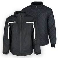 RefrigiWear Men's 3-in-1 Rainwear Jacket Waterproof Raincoat, Versatile All-Weather Outerwear, Breathable Design