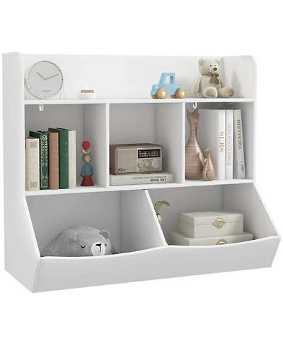 Qaba 3 Tier Kids Toy Shelf with 5 Compartment, Anti-Tip Device,