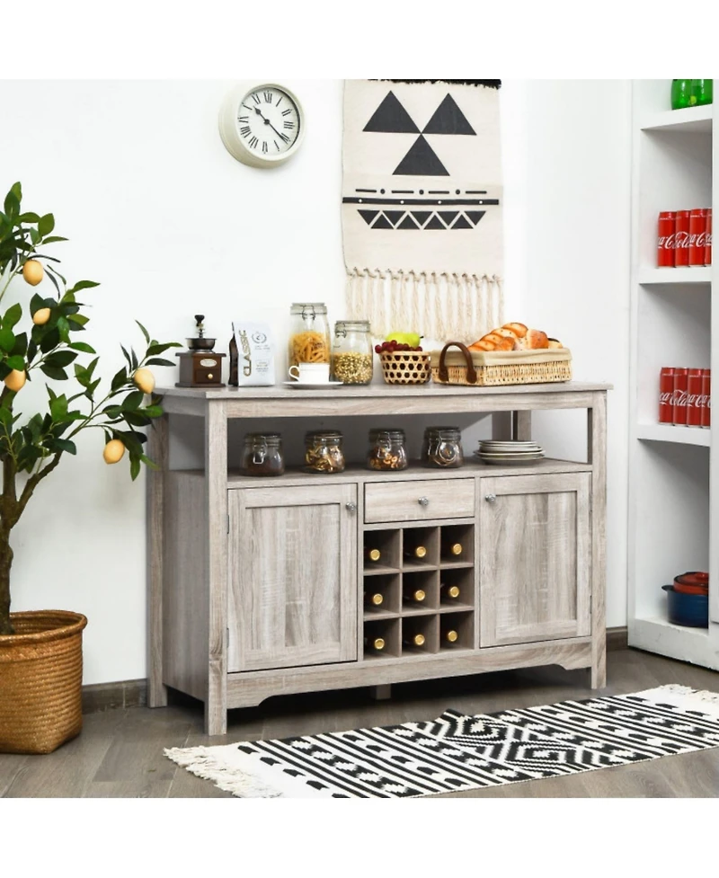 Sugift Server Buffet Sideboard With Wine Rack and Open Shelf