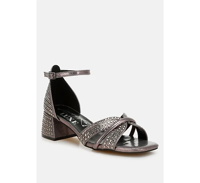 Babylon Low Block Heel Rhinestone Sandals