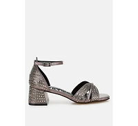 Babylon Low Block Heel Rhinestone Sandals