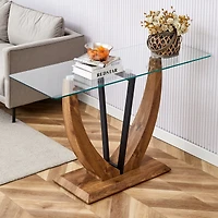 Streamdale Durable Tempered Glass Tabletop with Solid Base, Easy to Assemble