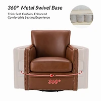 Hulala Home Pascual Contemporary 29'' Wide Genuine Leather Swivel Chair
