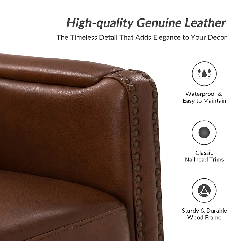 Hulala Home Pascual Contemporary 29'' Wide Genuine Leather Swivel Chair