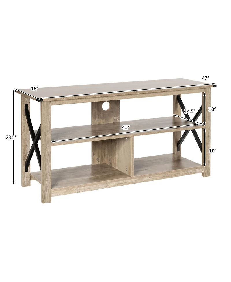 Gymax 3-Tier Tv Stand Entertainment Center for Tv's up to 55'' w/ Open Shelves