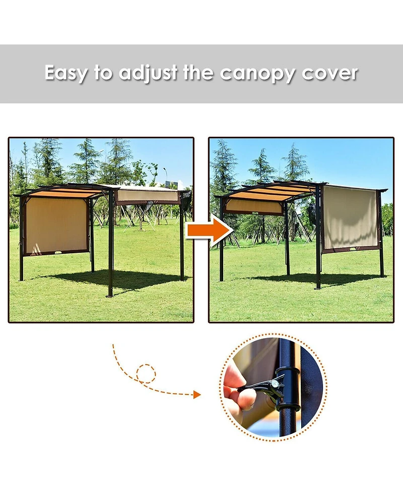 Skonyon 12 x 9 Feet Outdoor Pergola Gazebo with Retractable Canopy Shades