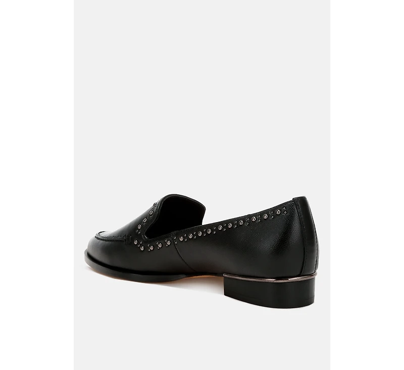 Wolferton Delicate Stud Detail Leather Loafers Women
