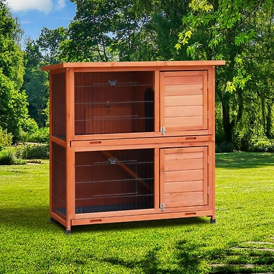 Streamdale 2-Story Outdoor Rabbit Hutch with Run & Removable Trays