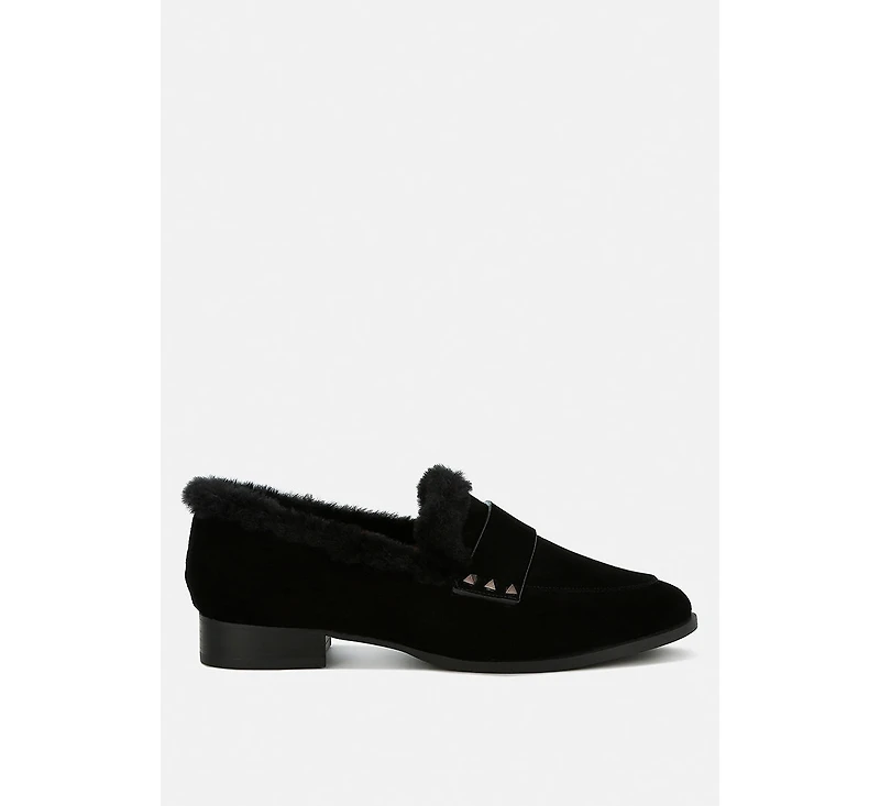 Allie Fur Trim Suede Loafers