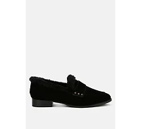 Allie Fur Trim Suede Loafers