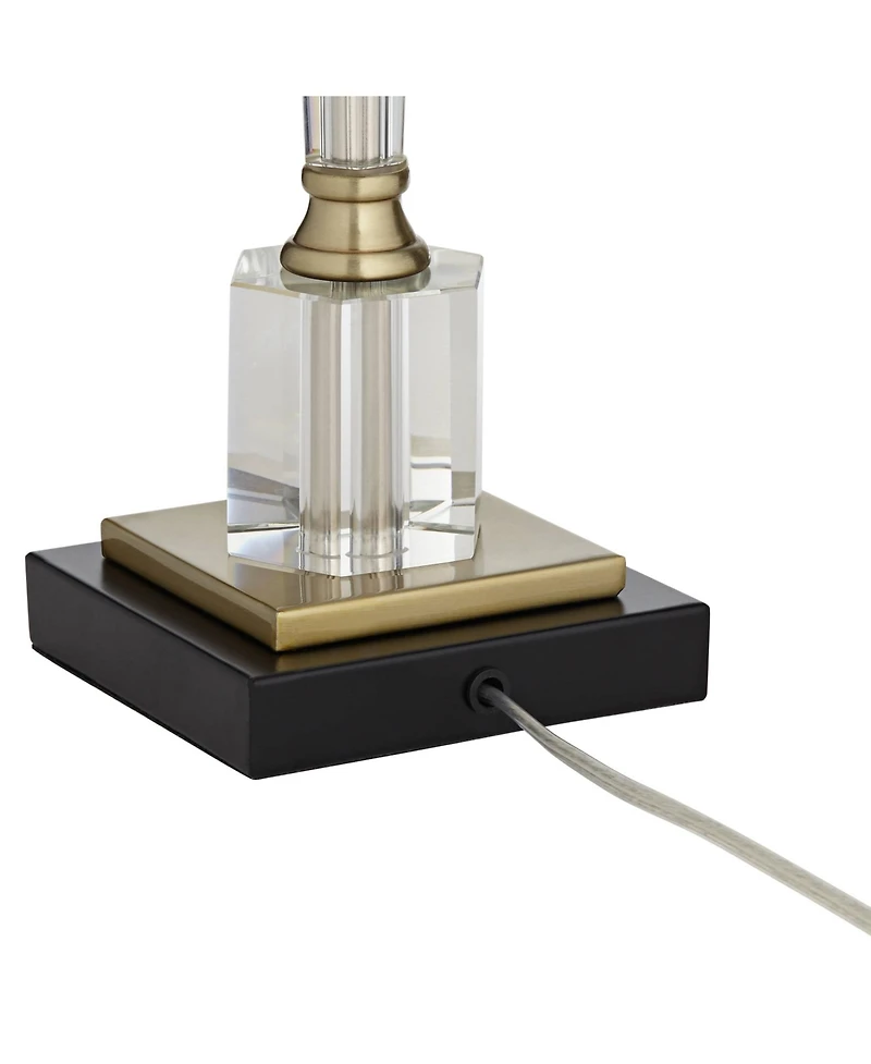 Vienna Full Spectrum Lana Modern Table Lamp 38 1/2" Tall Clear Crystal Glass Column White Drum Shade for Bedroom Living Room Bedside Nightstand O