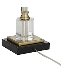 Vienna Full Spectrum Lana Modern Table Lamp 38 1/2" Tall Clear Crystal Glass Column White Drum Shade for Bedroom Living Room Bedside Nightstand O