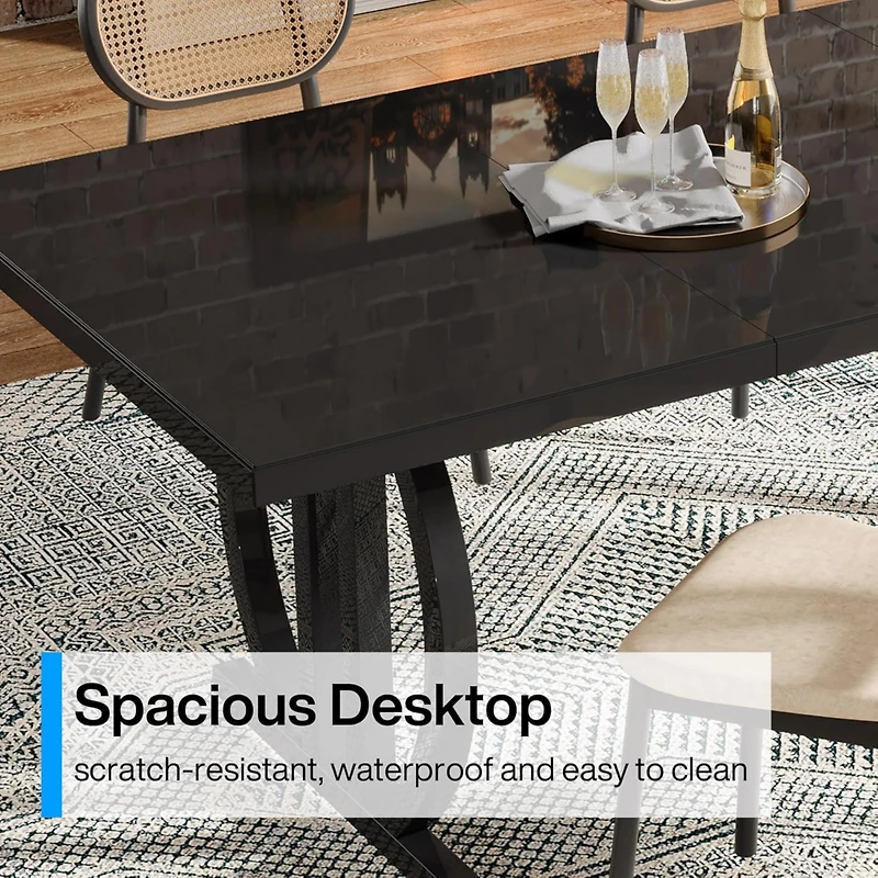 Tribesigns Executive Desk, 63 inch Large Modern Computer Desk with Metal Geometric Base, Conference Table for 4-6 People
