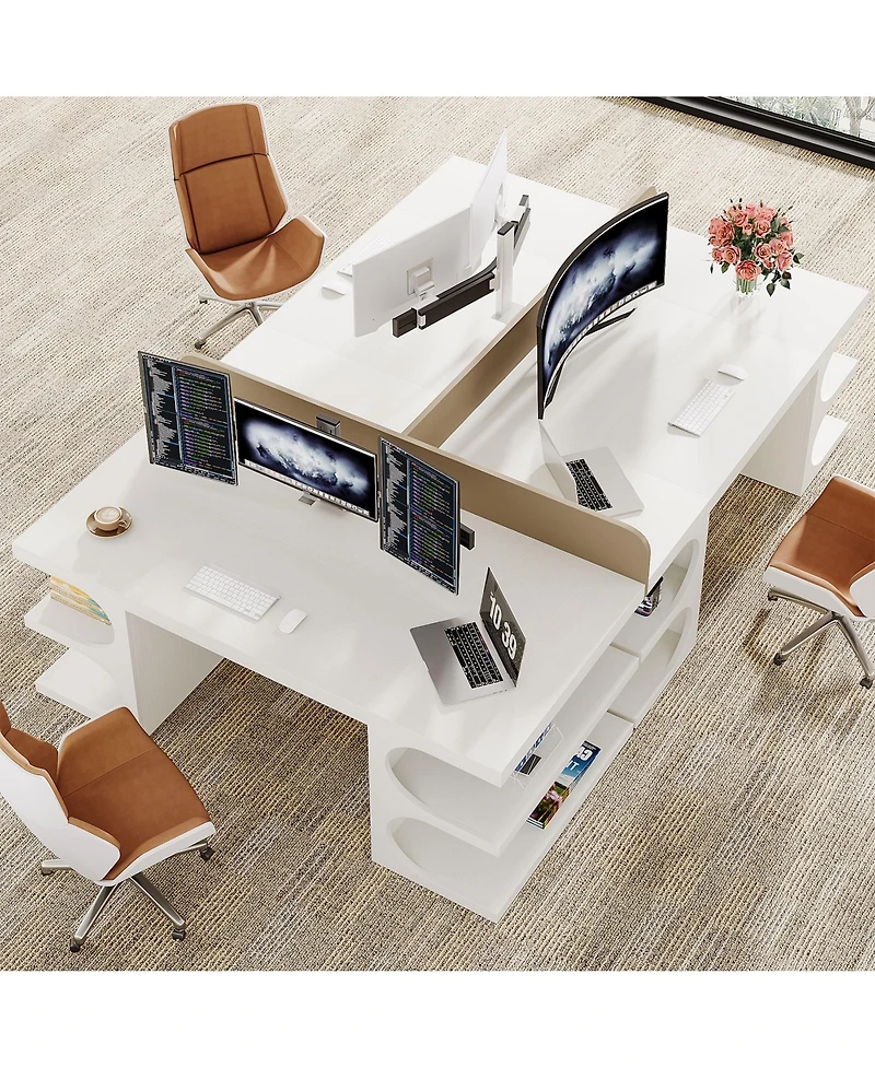 Tribesigns Wood Executive Desk, 62 Inches Computer Desk, Large Office Desk with Shelves, Extra Long Writing Desk for Home, Modern Individual Workstati