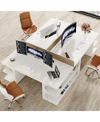 Tribesigns Wood Executive Desk, 62 Inches Computer Desk, Large Office Desk with Shelves, Extra Long Writing Desk for Home, Modern Individual Workstati