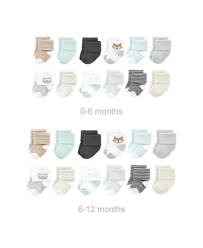 Luvable Friends Baby Boys Unisex Grow with Me Cotton Terry Socks, White Solid, 0-6 and 6-12 Months