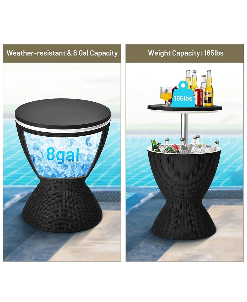 Sugift 3 Pieces Outdoor Rattan Bar Table with Extendable Tabletop