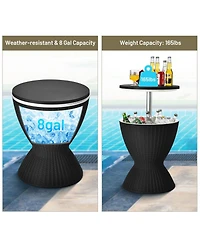 Sugift 3 Pieces Outdoor Rattan Bar Table with Extendable Tabletop