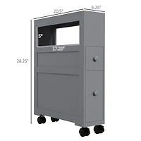 Homcom Narrow Bathroom Storage Cabinet with Rolling Wheels,