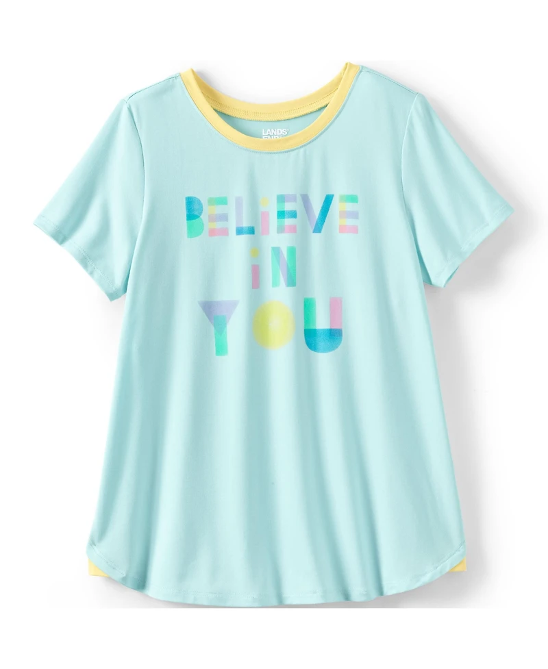 Lands' End Girls Short Sleeve Active Curved Hem Tee