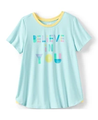 Lands' End Girls Short Sleeve Active Curved Hem Tee