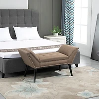 Homcom Button Tufted Bench w/ Armrest & Wooden Frame for Bedroom or Entryway