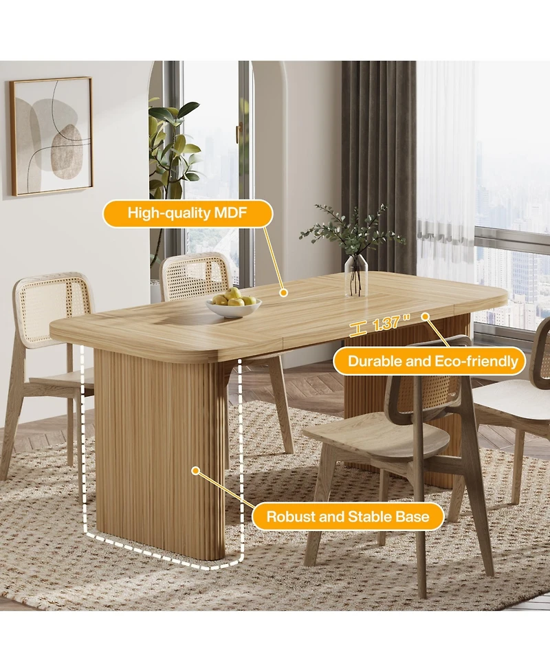 Tribesigns 62" Executive Desk, Large Computer Office Desk with Double Pedestal, Modern Simple Style Natural Wood Top Rectangle Writing Desk