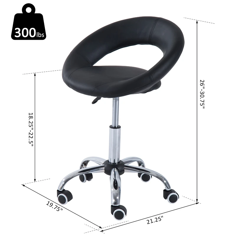 Homcom Adjustable Swivel Hydraulic Leather Salon Stool Rolling Chair,