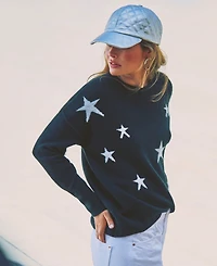 Vince Camuto Women's Star-Print Dropped-Shoulder Sweater