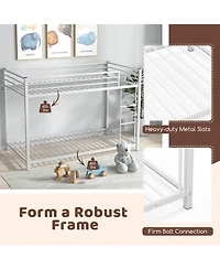 Sugift Low Profile Twin Over Metal Bunk Bed with Full-length Guardrails