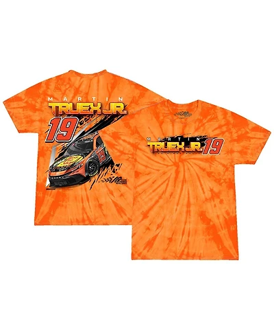 Joe Gibbs Racing Team Collection Big Boys and Girls Orange Martin Truex Jr Bass Pro Shops Car Tie-Dye T-Shirt