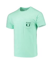 Image One Men's Mint Green Miami Hurricanes Circle Scene Comfort Colors Pocket T-Shirt