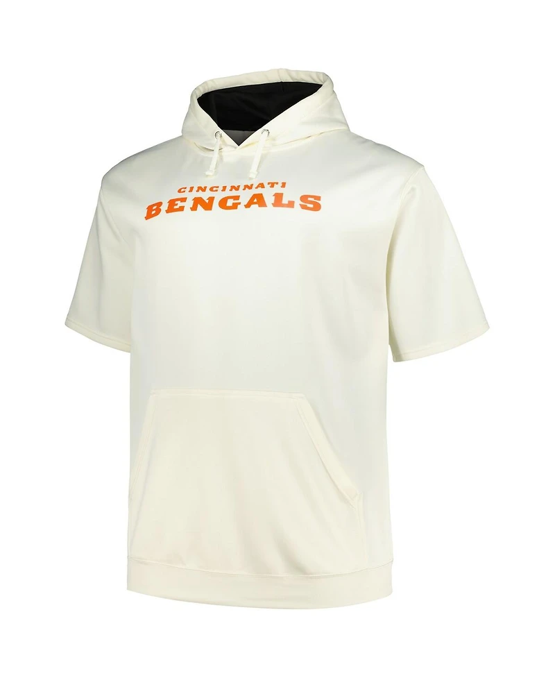 Fanatics Men's Joe Burrow Cream Cincinnati Bengals Big Tall Short Sleeve Hoodie T-Shirt