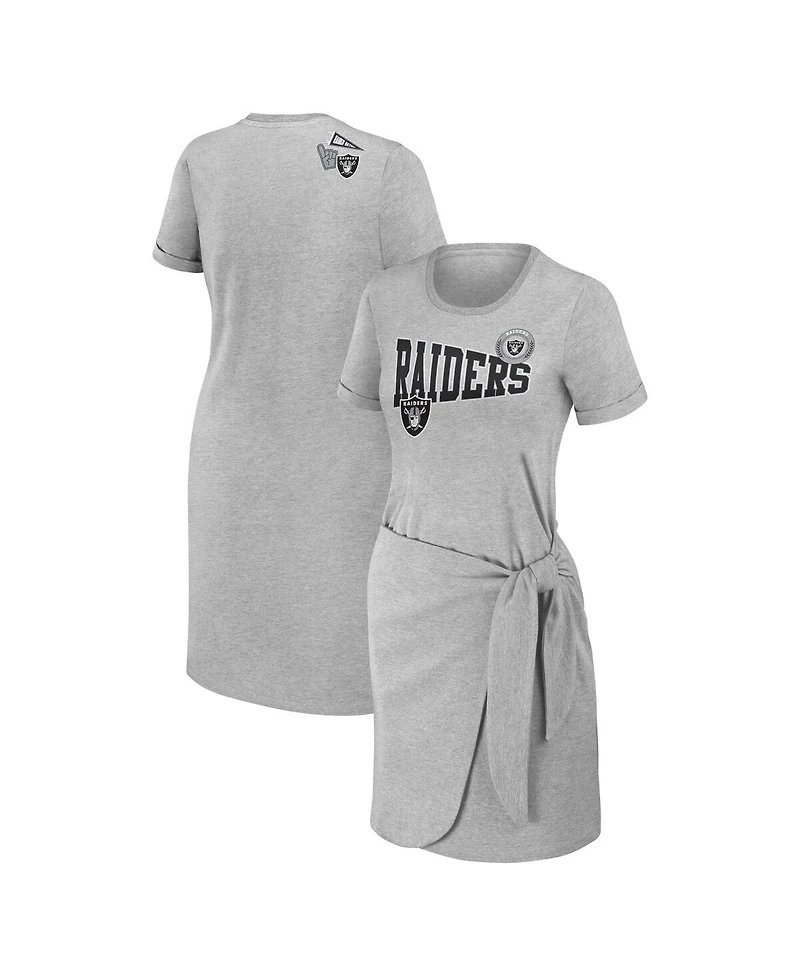 Wear by Erin Andrews Women's Heather Gray Las Vegas Raiders Knotted T-Shirt Dress