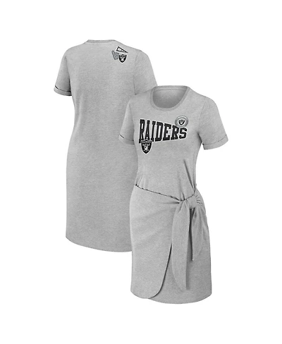 Wear by Erin Andrews Women's Heather Gray Las Vegas Raiders Knotted T-Shirt Dress