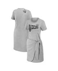 Wear by Erin Andrews Women's Heather Gray Las Vegas Raiders Knotted T-Shirt Dress