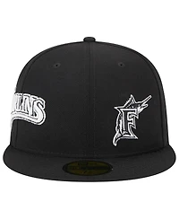 New Era Men's Black Florida Marlins Jersey 59FIFTY Fitted Hat