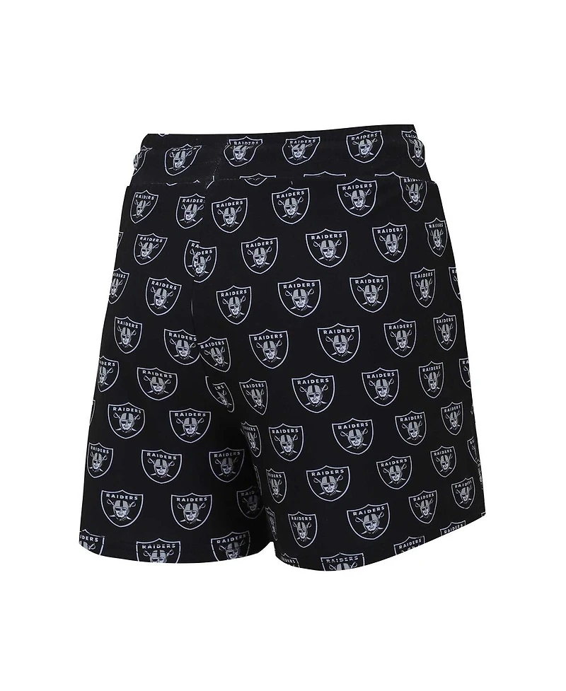 Concepts Sport Women's Las Vegas Raiders Gauge Allover Print Cropped Tank Top Shorts Sleep Set
